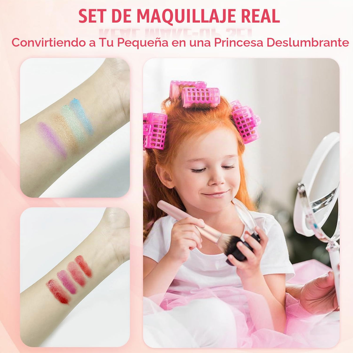 Kit de maquillaje portátil para niñas, lavable, juego de maquillaje...