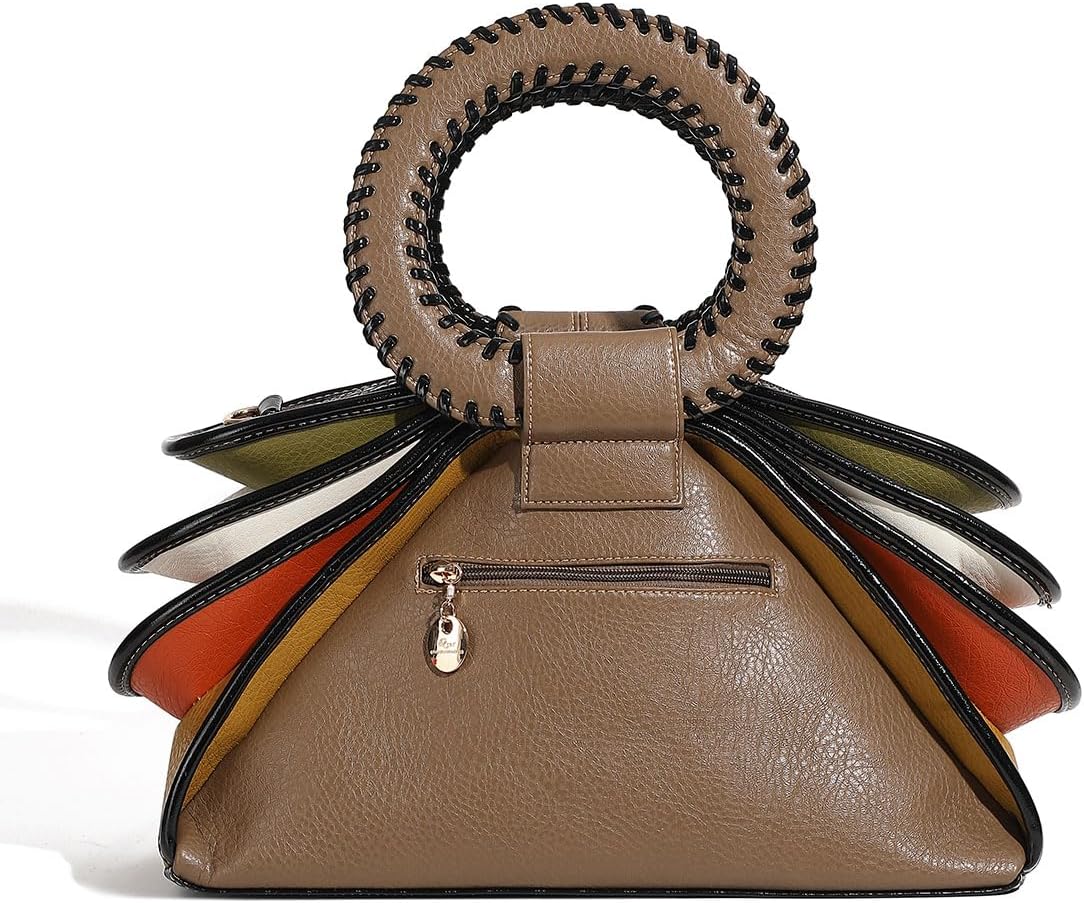 Bolso de mano con asa superior multicolor de diseño para mujer, gra...