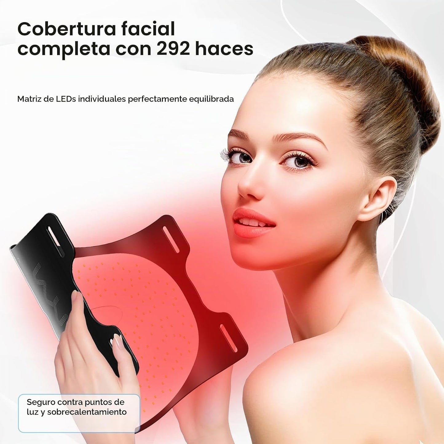 Máscara facial de terapia de luz roja infrarroja VYM con controlado...