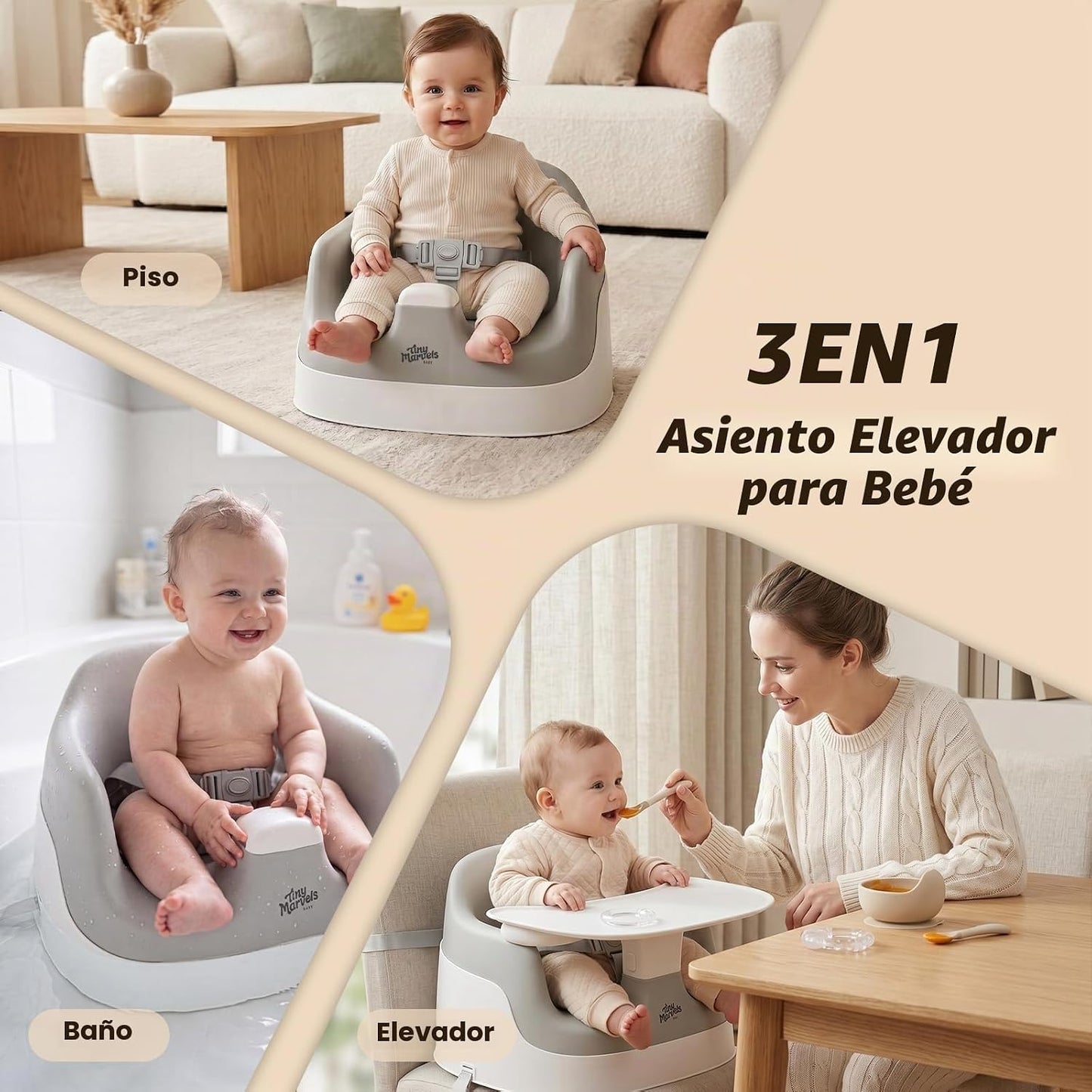 Tiny Marvels Asiento elevador con aberturas en forma de U de 5 pulg...