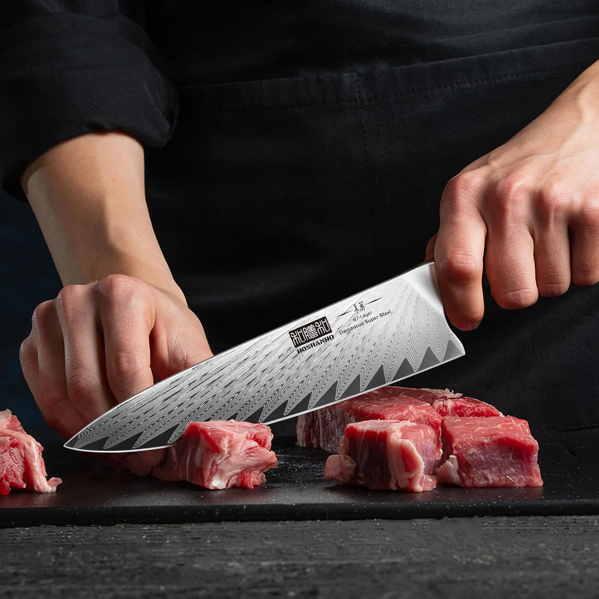 HOSHANHO Cuchillo de chef Damasco, cuchillo de cocina japonés profe...