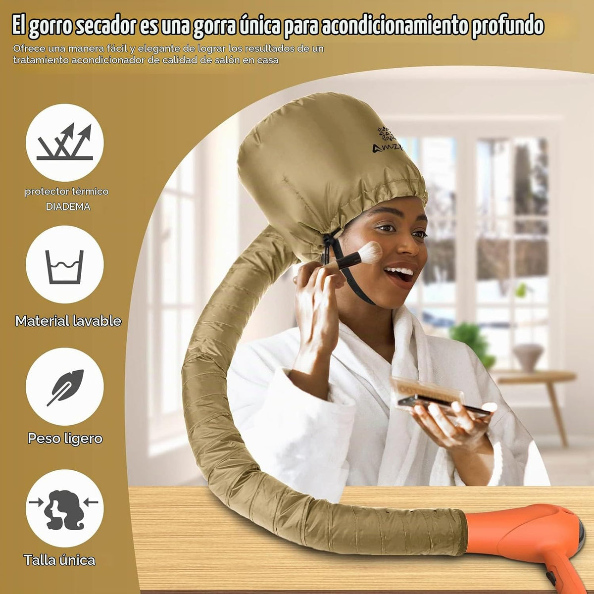 Accesorio para secador de pelo de capó, suave, ajustable, extra gra...