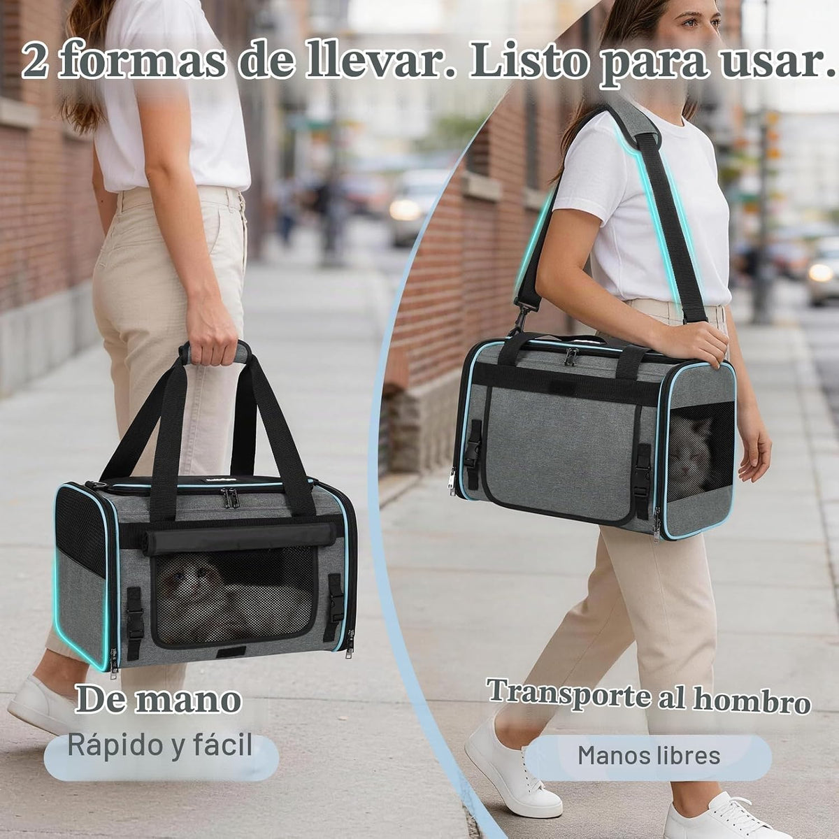 rabbitgoo Transportador de gatos suave, bolsa para mascotas con sol...