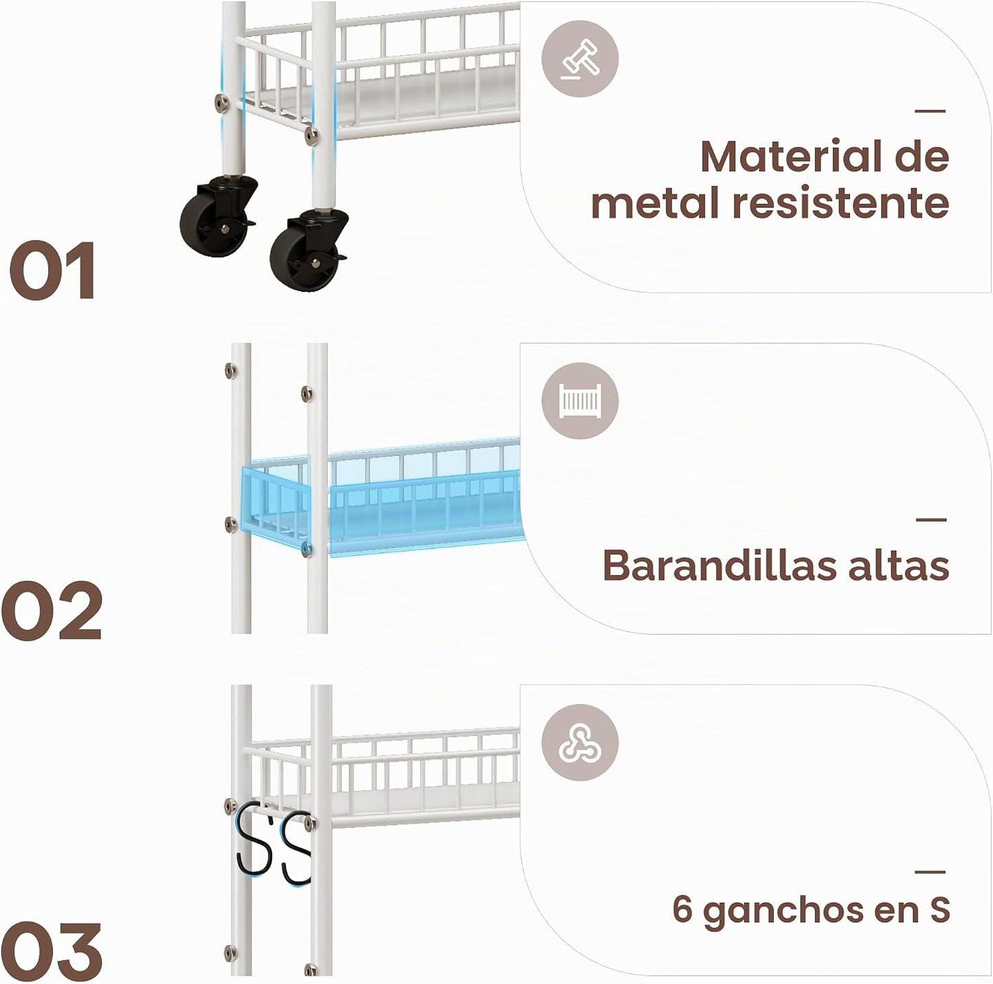 Qiaoxuan Carrito de Almacenamiento Rodante Delgado de 6 Niveles con...