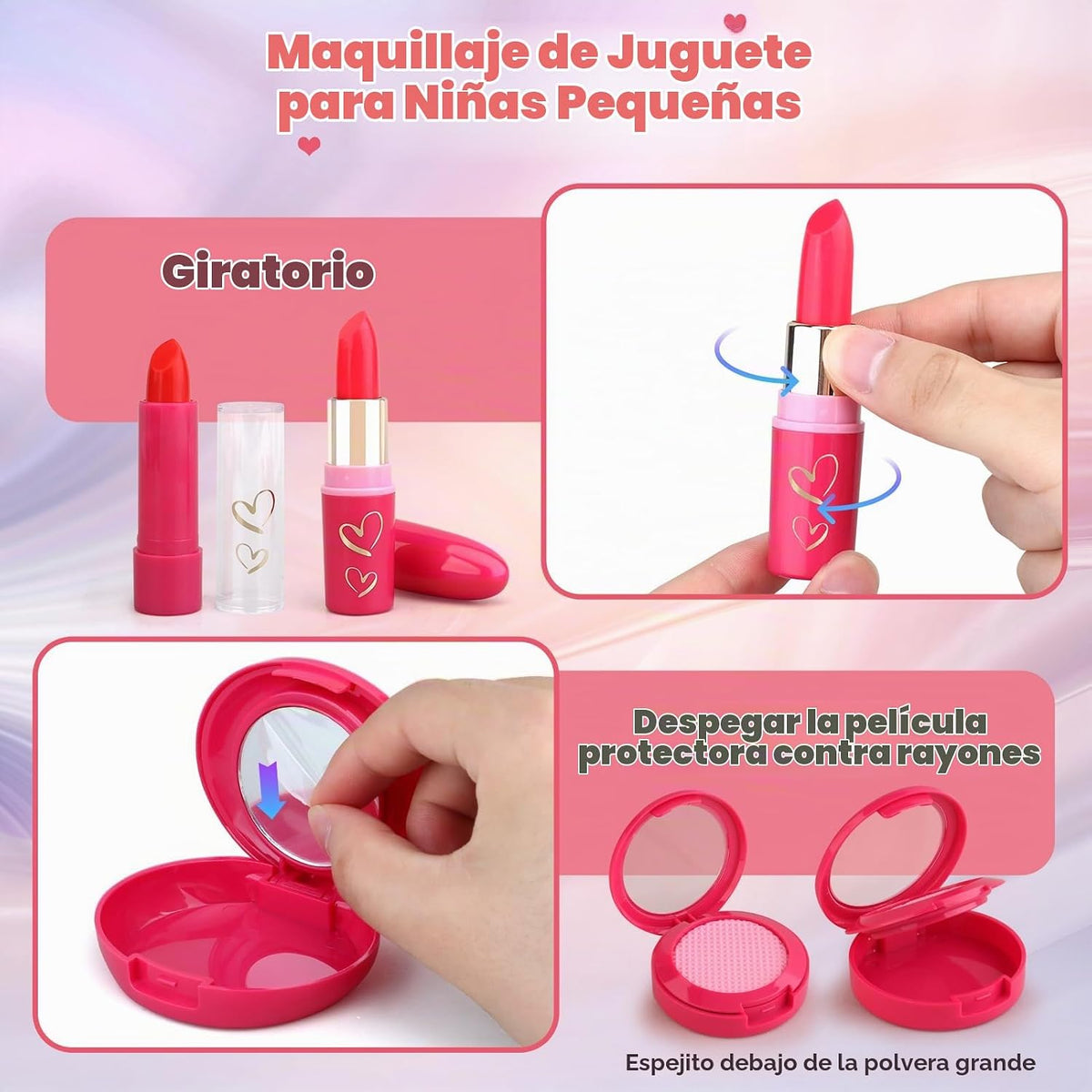 Woumserta Regalos para niñas, maquillaje básico de simulación para...