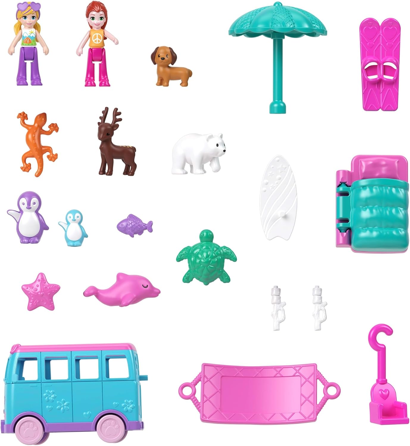 Polly Pocket Micro muñecas y vehículo transformador de furgoneta, a...