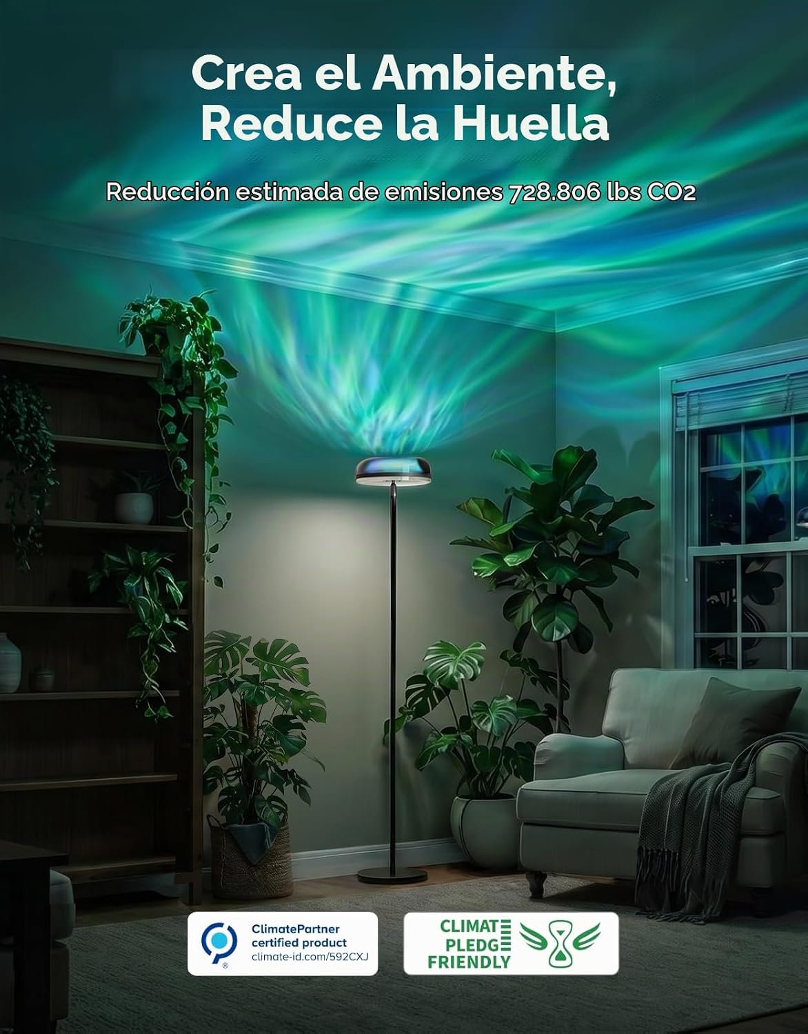 Govee Lámpara de pie Uplighter para sala de estar, proyector de ond...