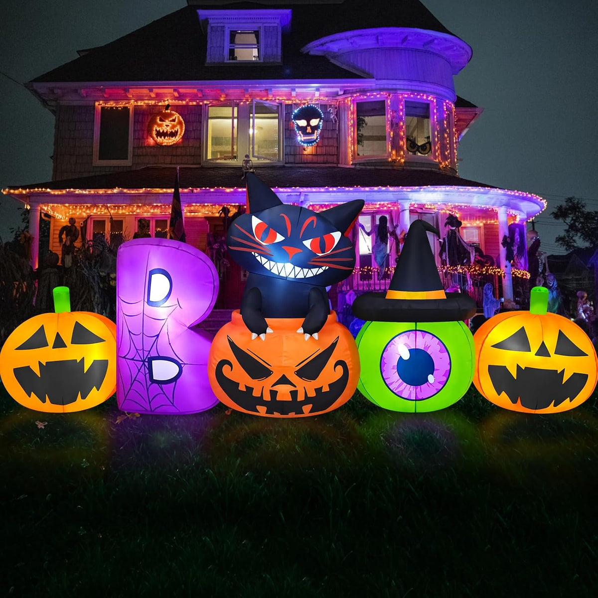 Danxilu Calabaza inflable de Halloween de 8 pies con decoraciones a...