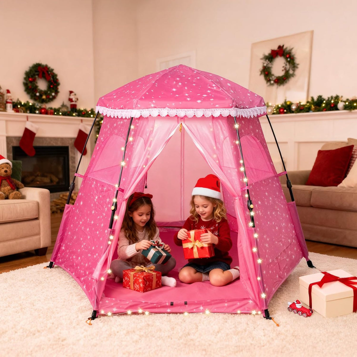 Tienda de campaña emergente para princesas para niñas: 78"x66&#...