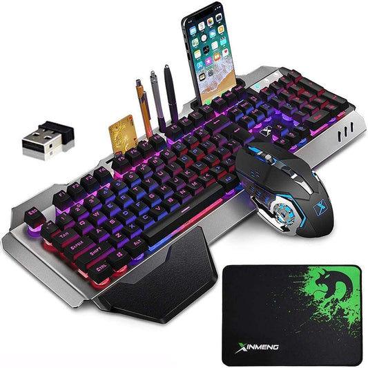 Combo de teclado y mouse inalámbricos para juegos con retroiluminac...