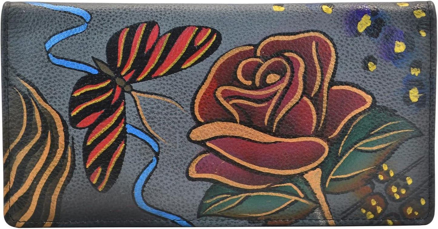 Anna by Anuschka Cartera de embrague de cuero pintado a mano para m...