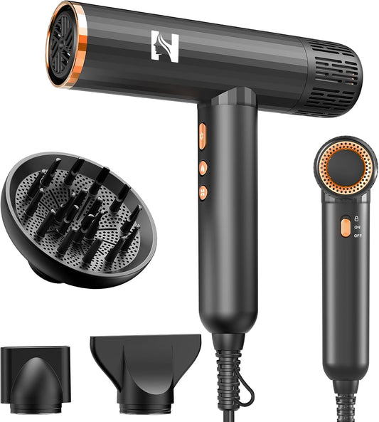 Nicebay Secador de pelo iónico con difusor para cabello rizado, mot...