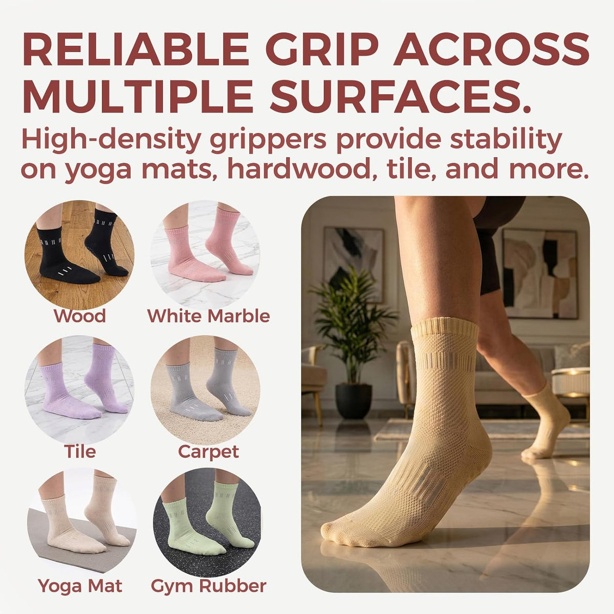 FITFEL 5 pares de calcetines de pilates, calcetines de yoga con emp...