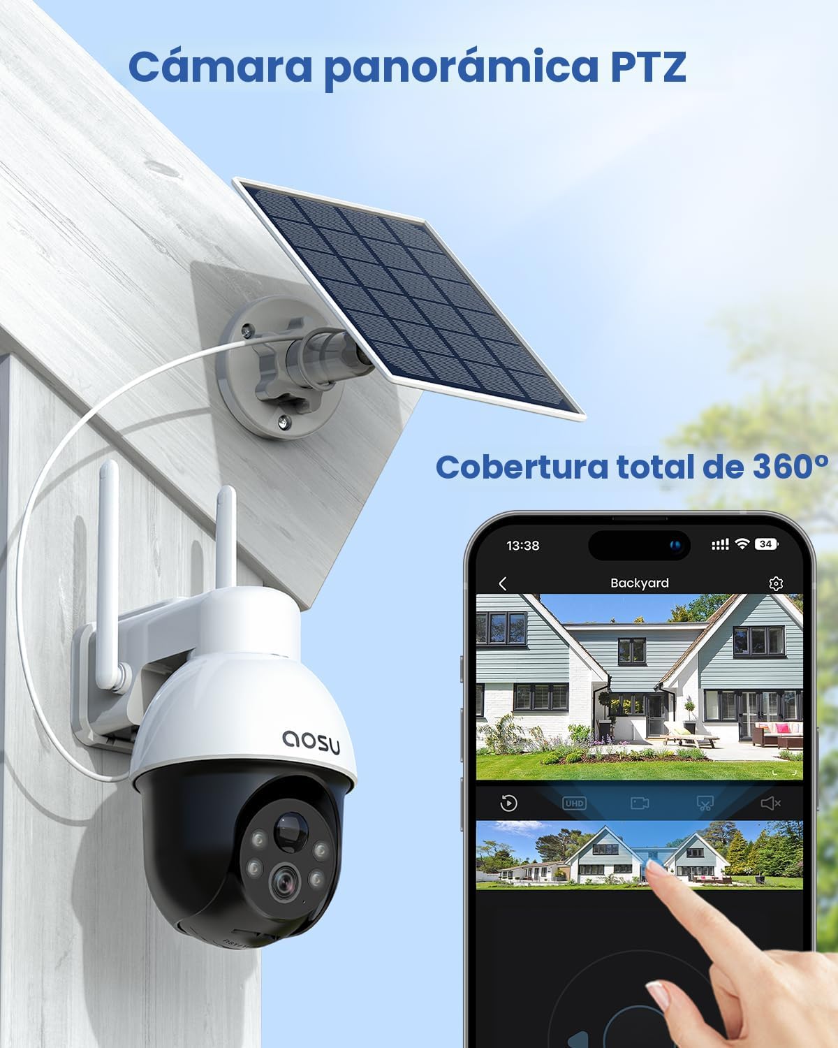 aosu seguimiento elegante al aire libre inalámbrico PTZ 360° de la...