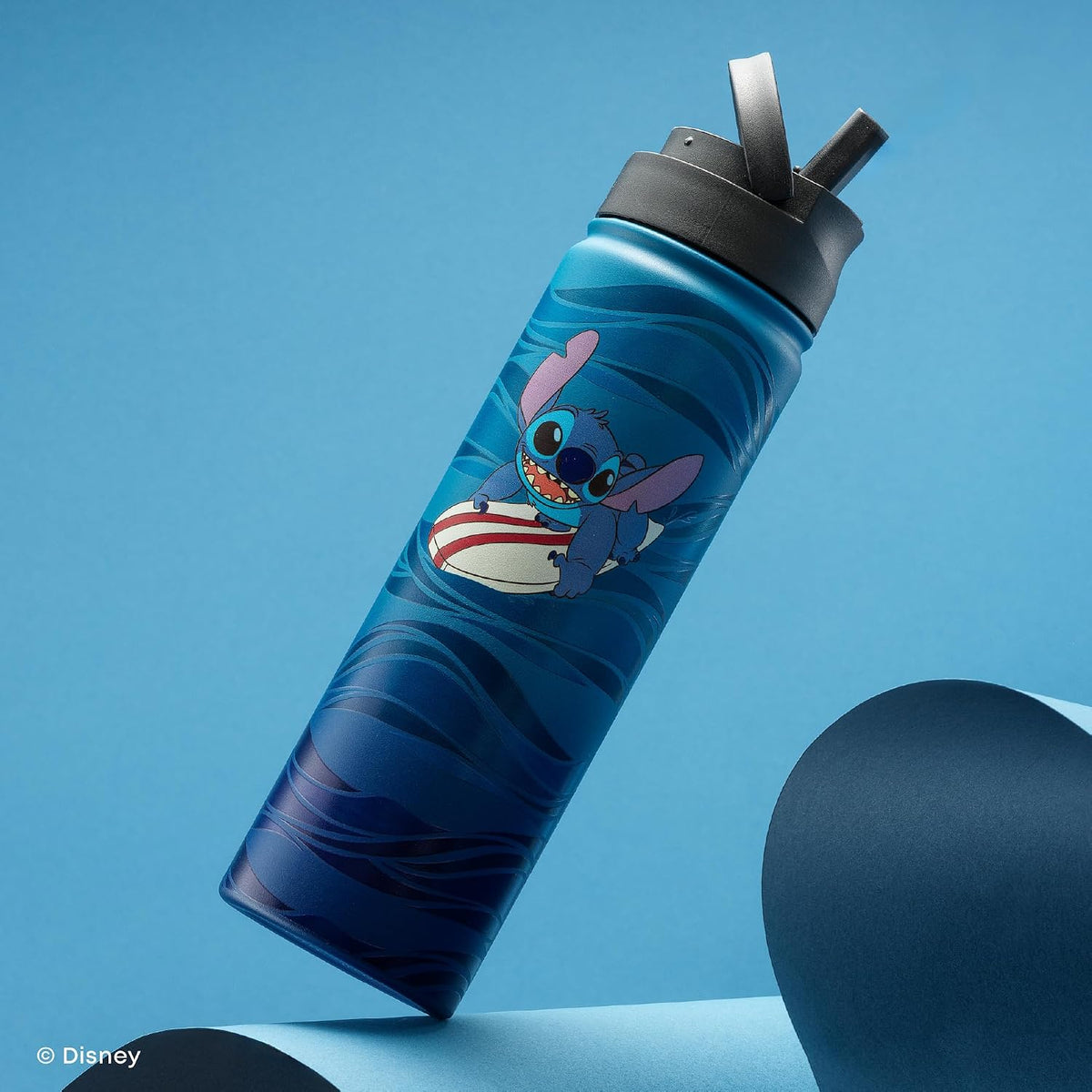 JoyJolt Disney Stitch Surf's Up - Botella de agua de acero inox...