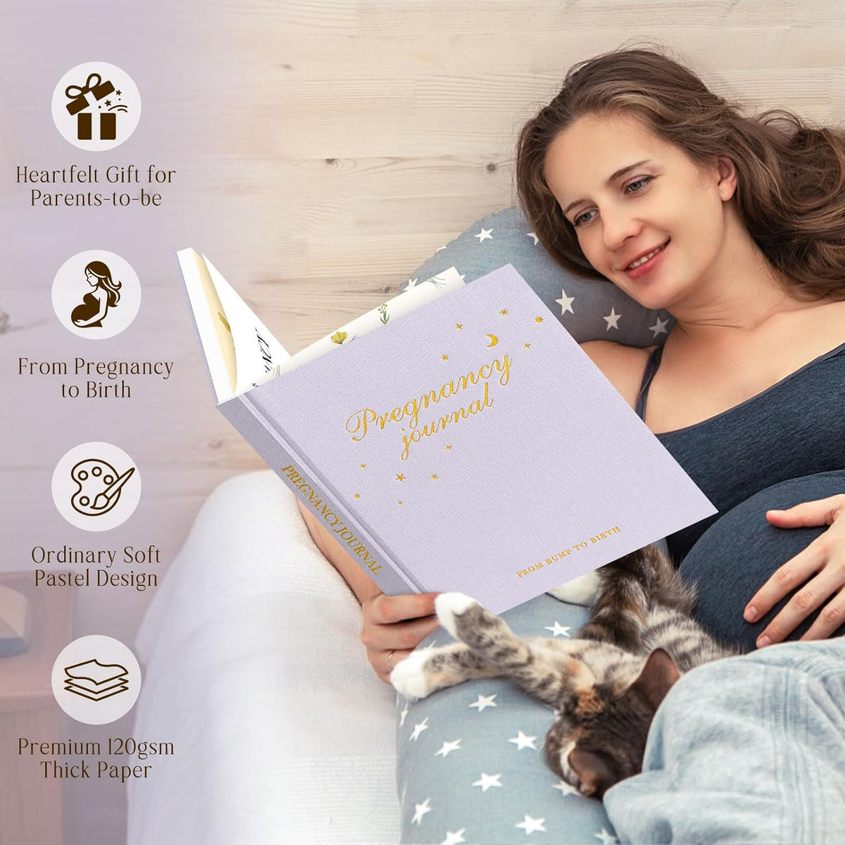Lanpn Mi Diario de Embarazo Libro de Recuerdos para Mamá Primeriza,...