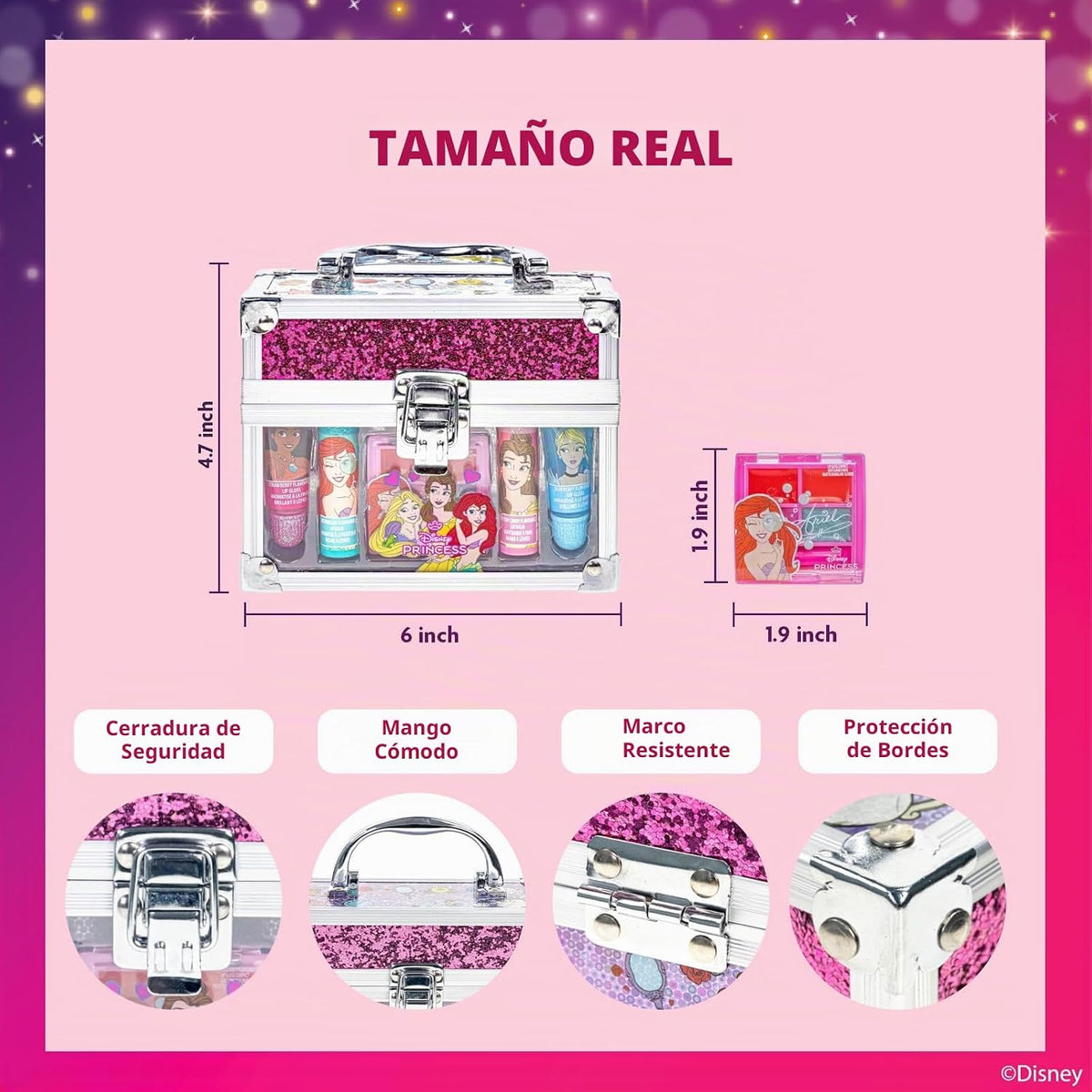 Disney Princess - Juego de maquillaje para niños en mini estuche de...