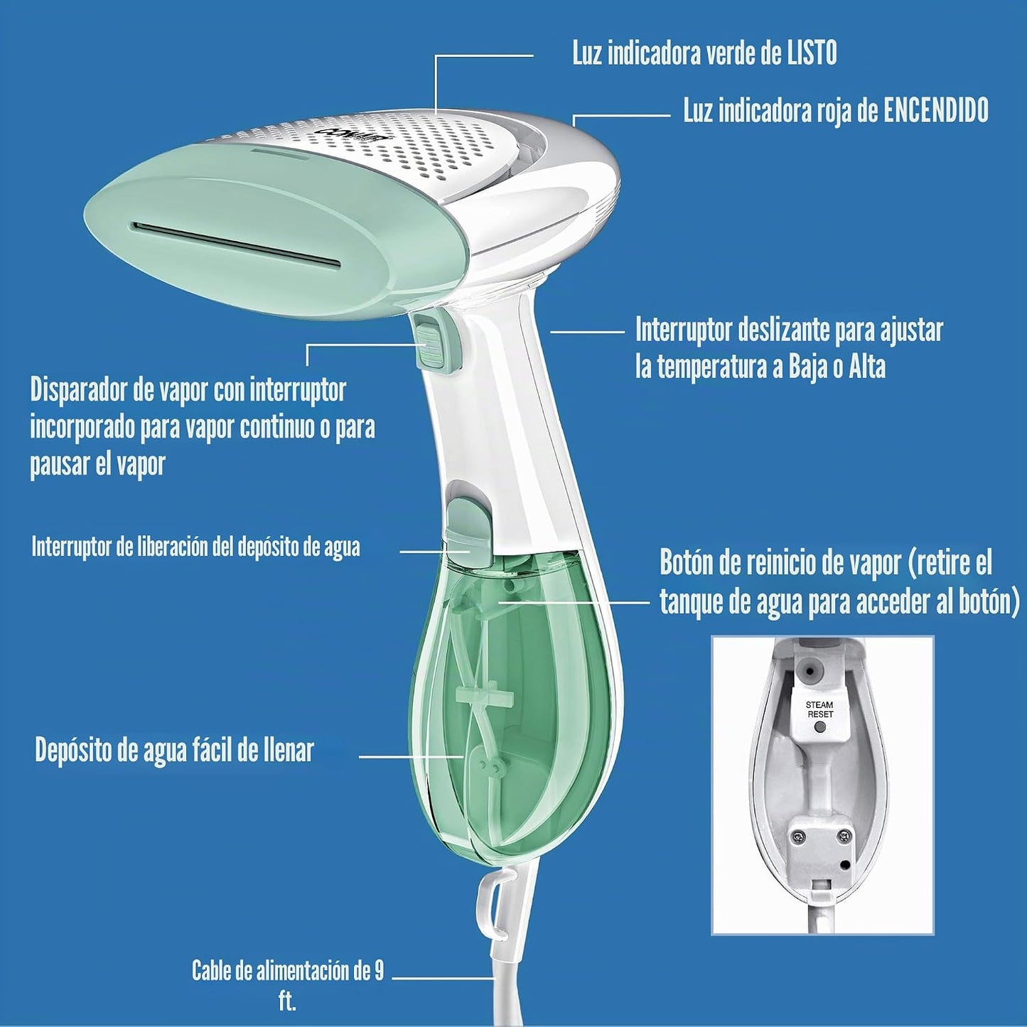 Conair Vaporizador de mano para ropa, ExtremeSteam 1200W, diseño po...