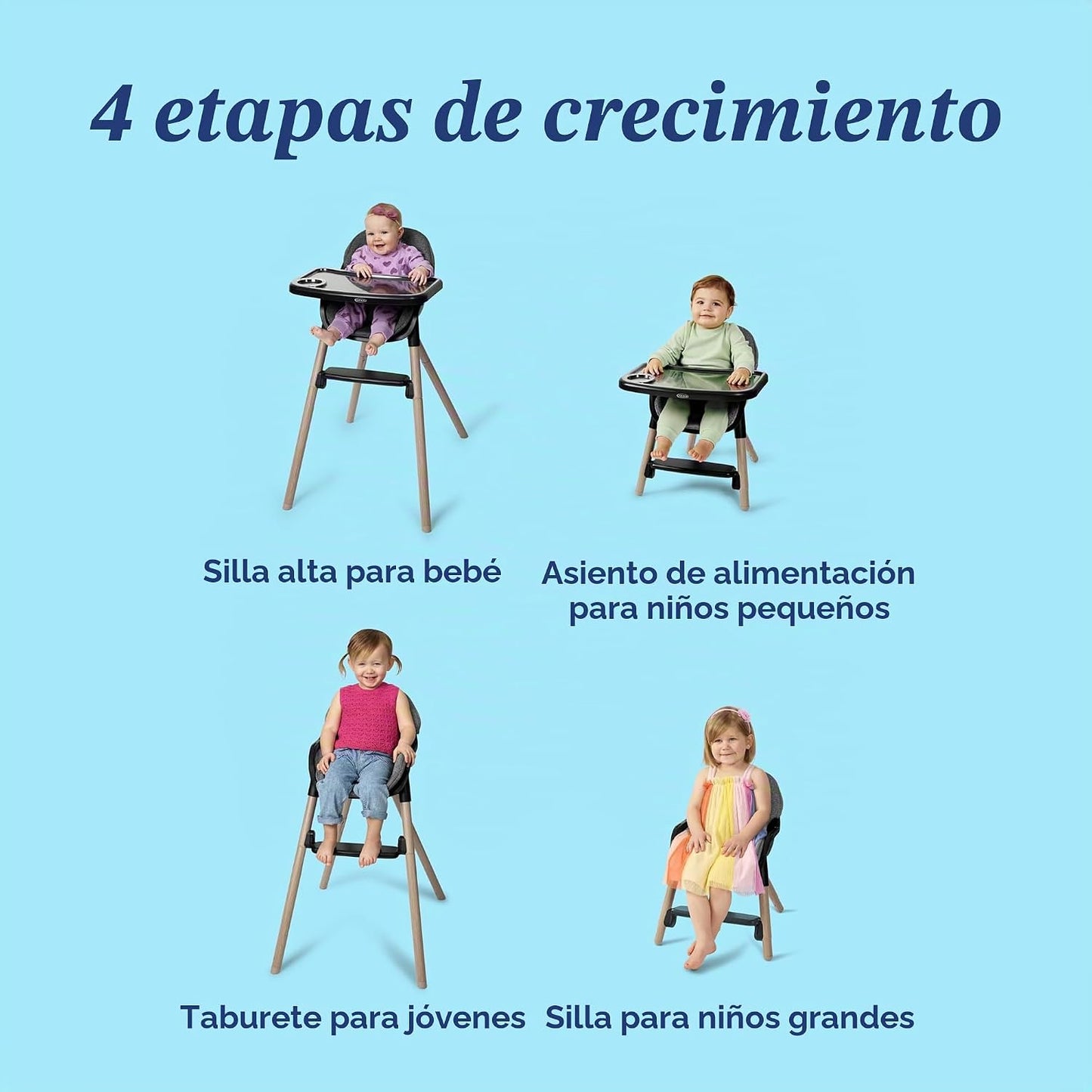Graco Ready2Dine DLX - Silla alta 4 en 1, Linden | 4-en-1: Trona, a...