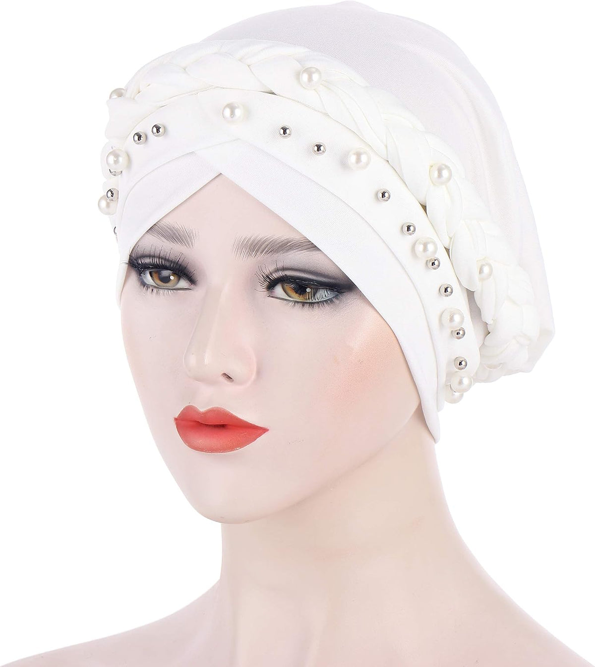 Fxhixiy Gorro de turbante para mujer, diseño de perlas, para quimio...