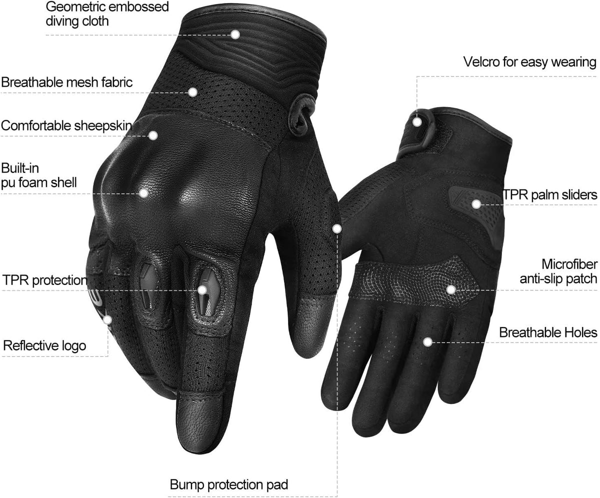 INBIKE Guantes de motocicleta para hombres y mujeres, costuras de c...