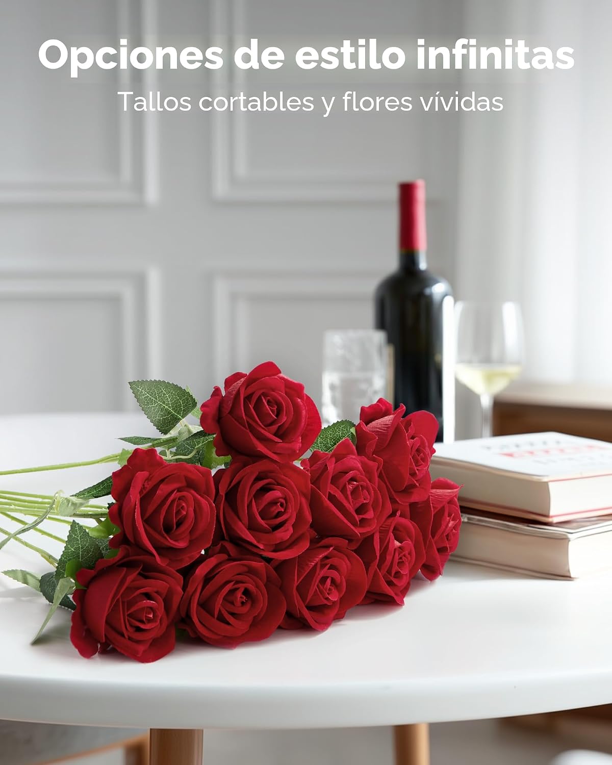 InnoGear Rosas rojas artificiales 50 piezas de terciopelo falso sed...
