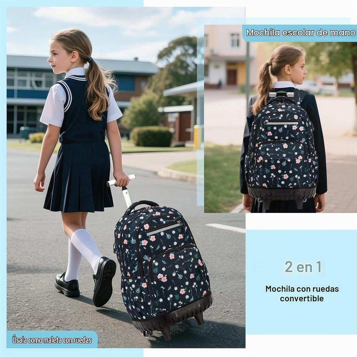 ACESAK Mochila con ruedas para niñas \u2013 Mochila escolar con rue...