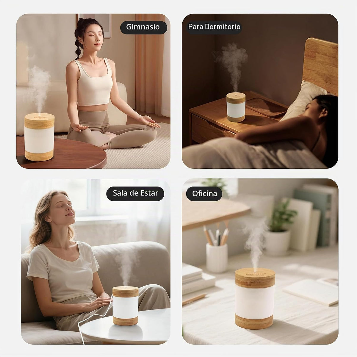 Mini humidificador ultrasónico de bambú, humidificador de escritori...