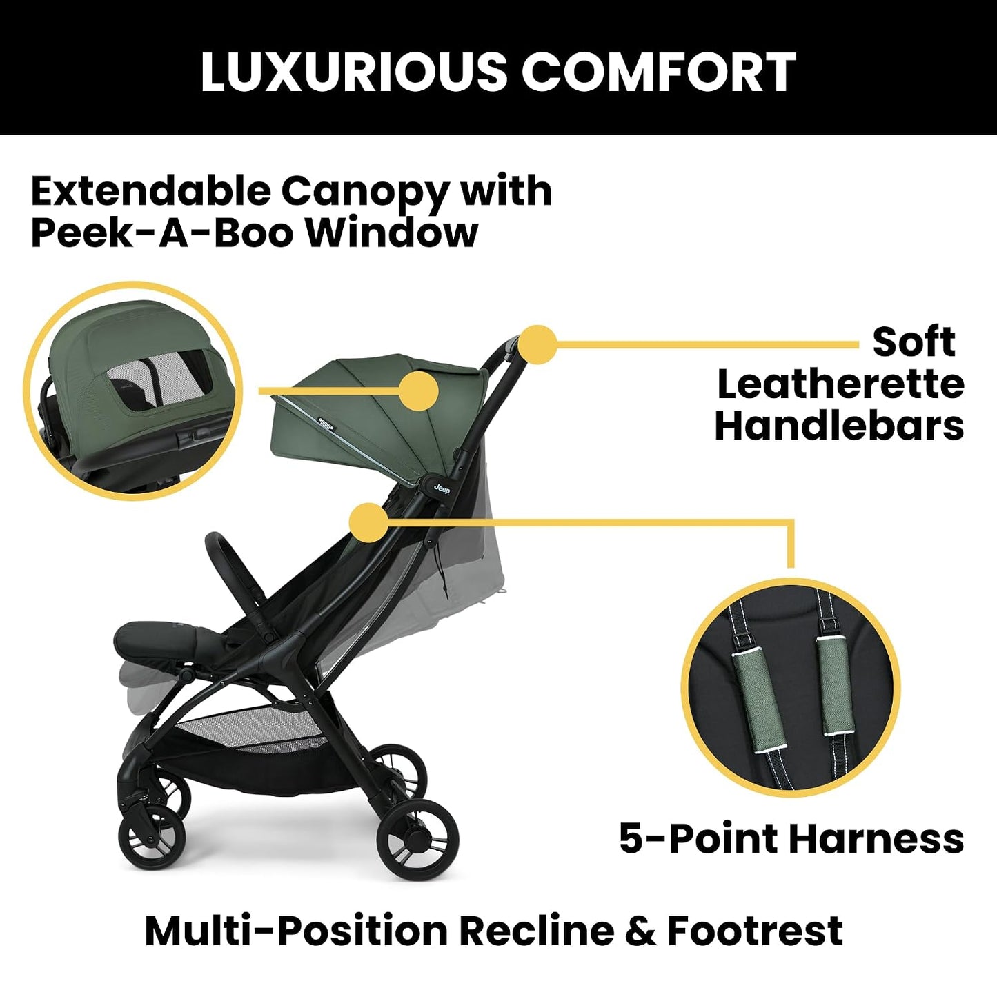 Cochecito de viaje compacto Jeep Altitude de Delta Children Greengu...