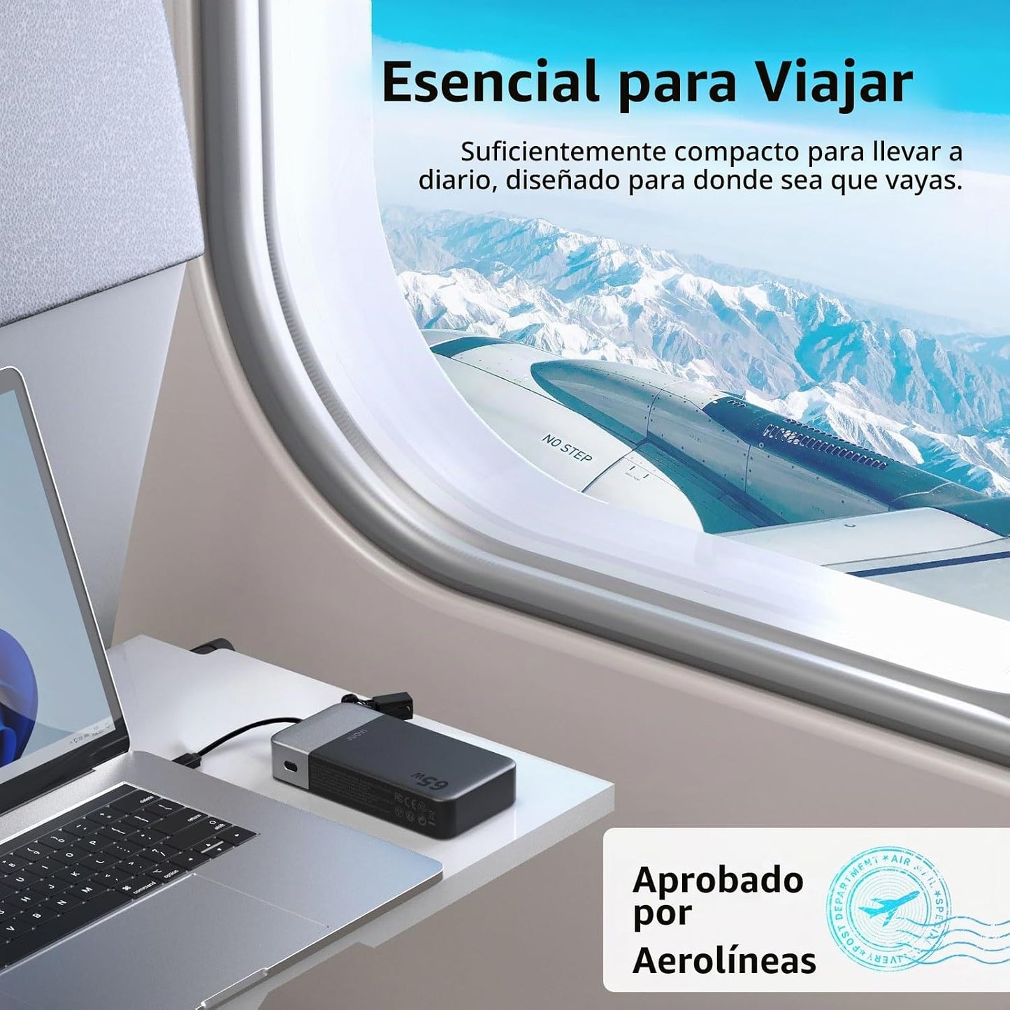 JUOVI Cargador portátil, banco de energía para portátil de 65 W, ca...