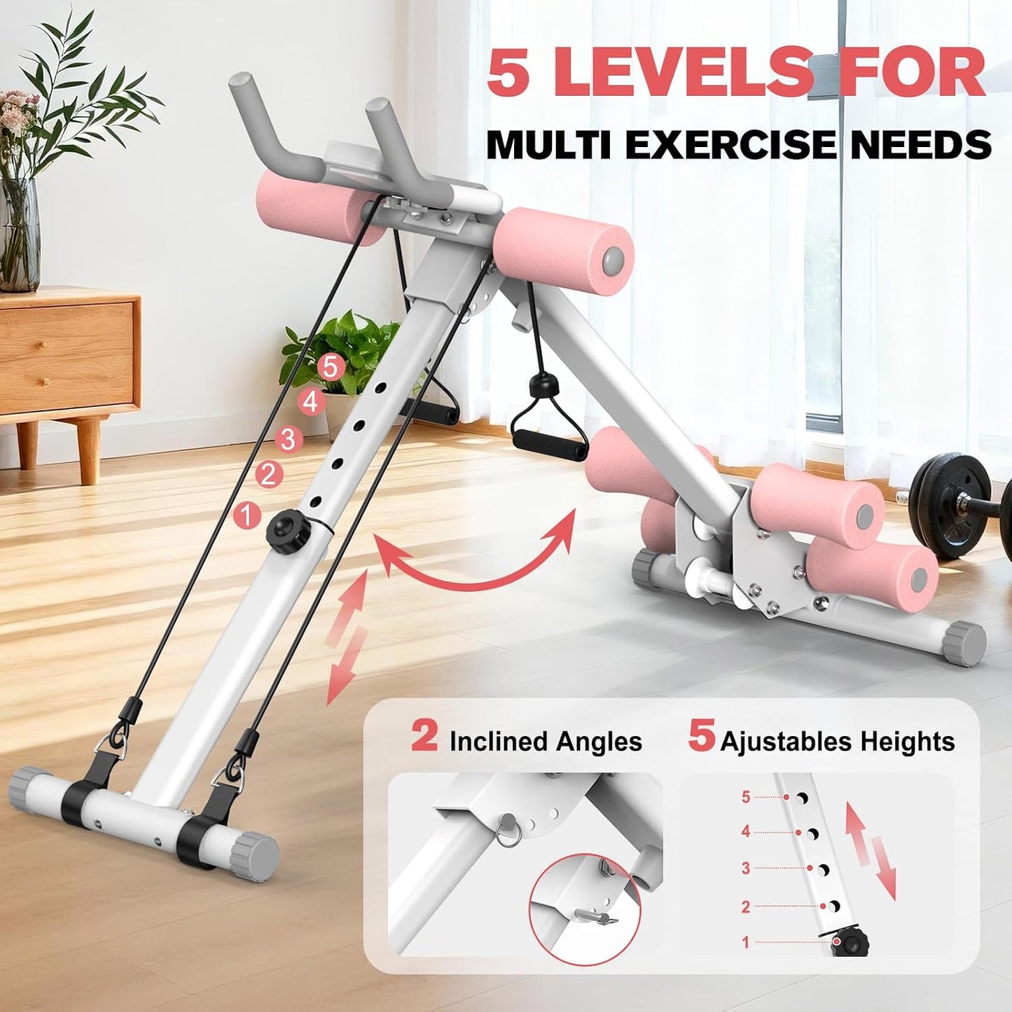 DERACY Máquina de entrenamiento abdominal ajustable para abdominale...
