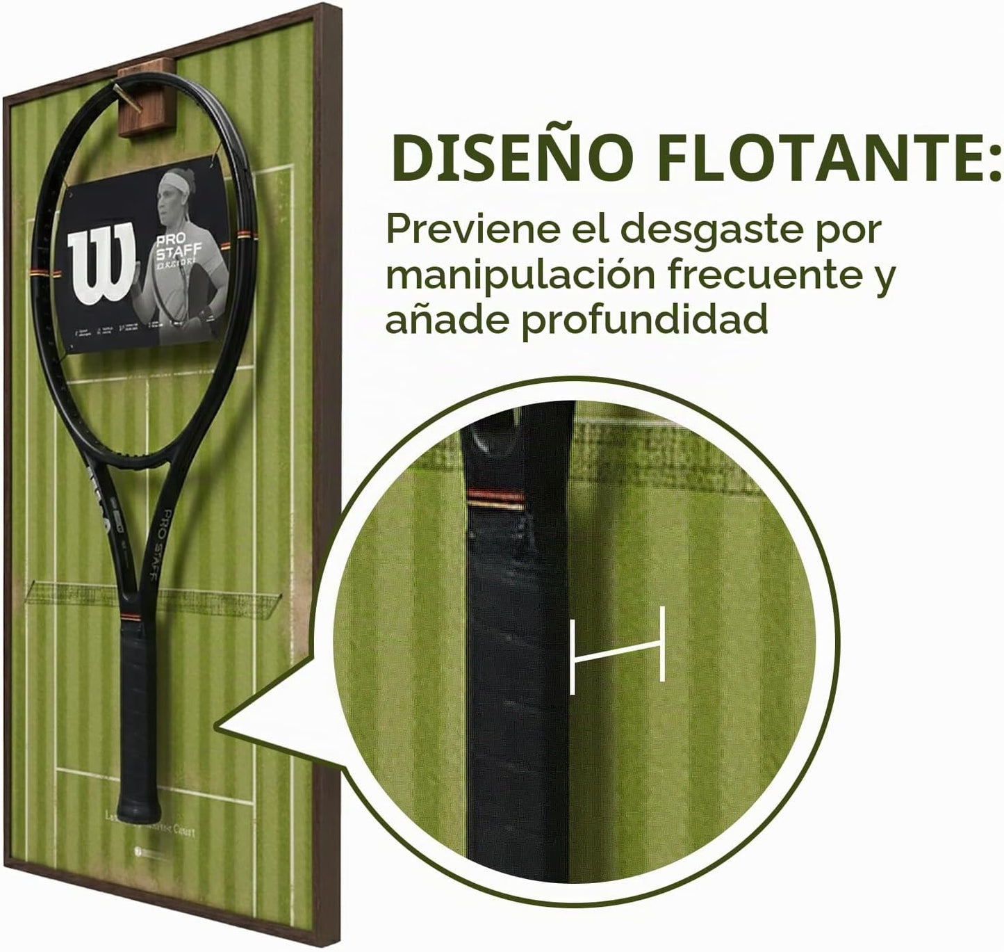 ONE MAAY Marco de exhibición de raqueta de tenis con bloque de noga...