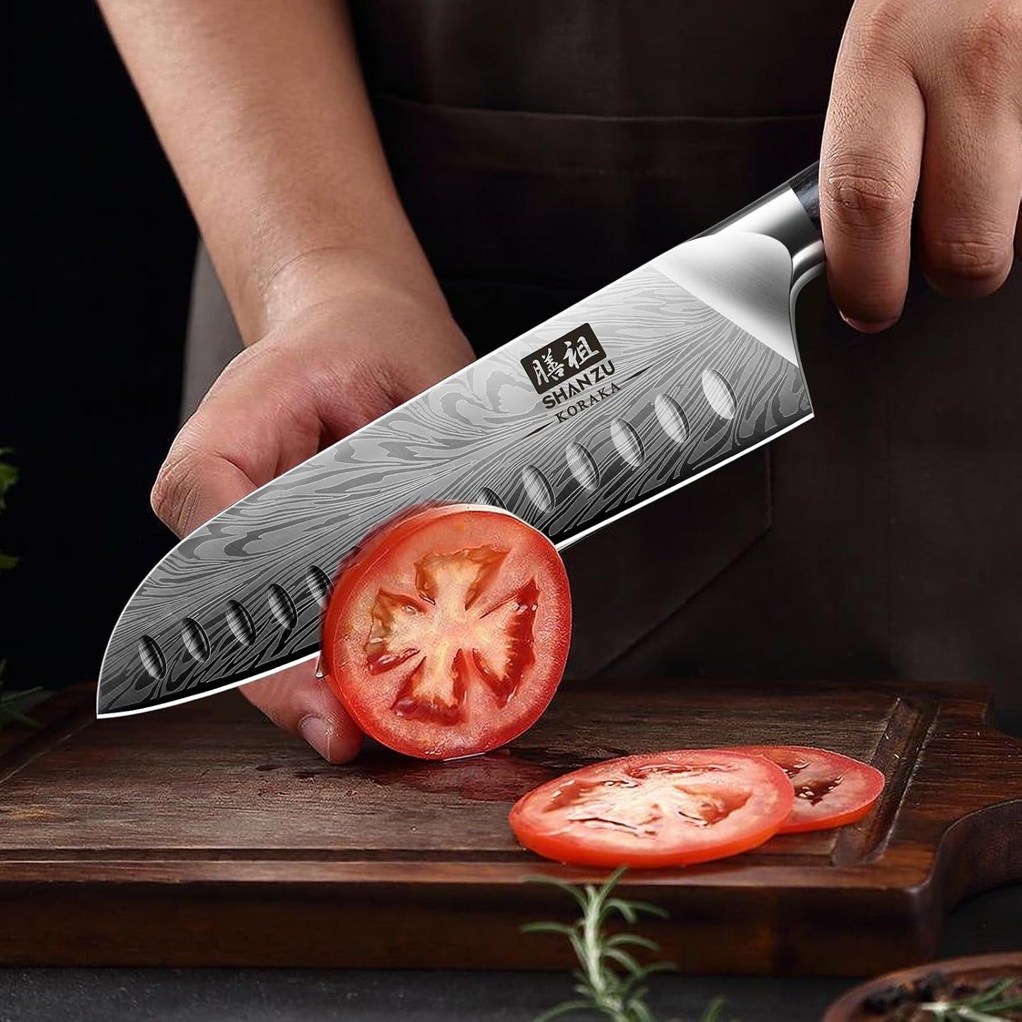 SHAN ZU - Juego de cuchillos de cocina, cuchillo Santoku de 20 cm,...