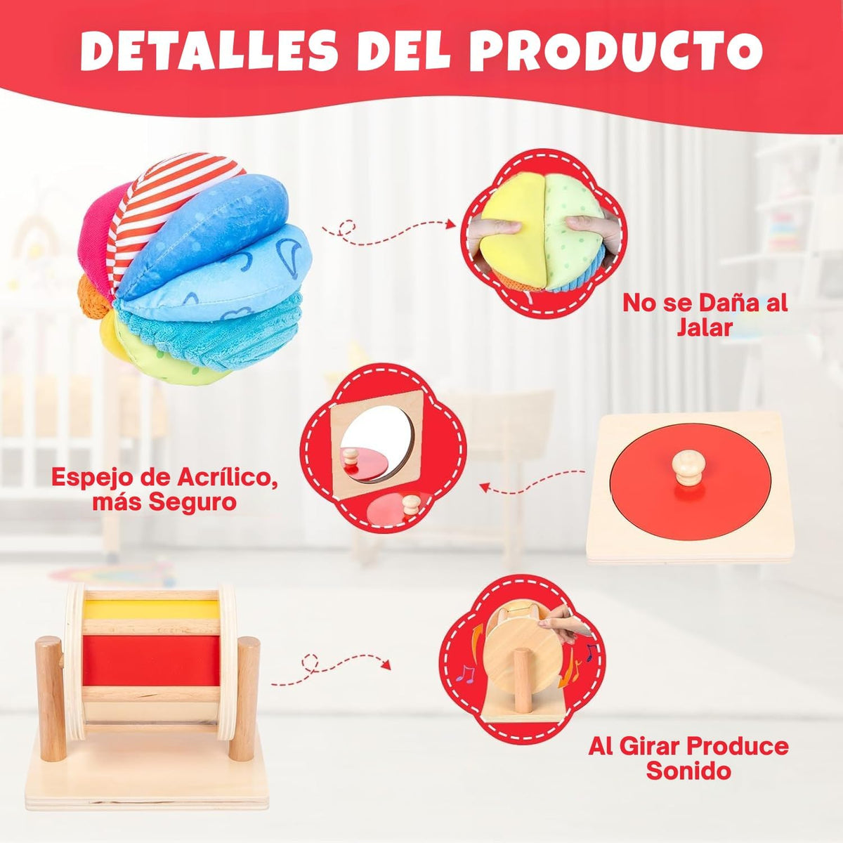 Montessori - Kit de juguetes para bebés, espejo, peekaboo, rompecab...