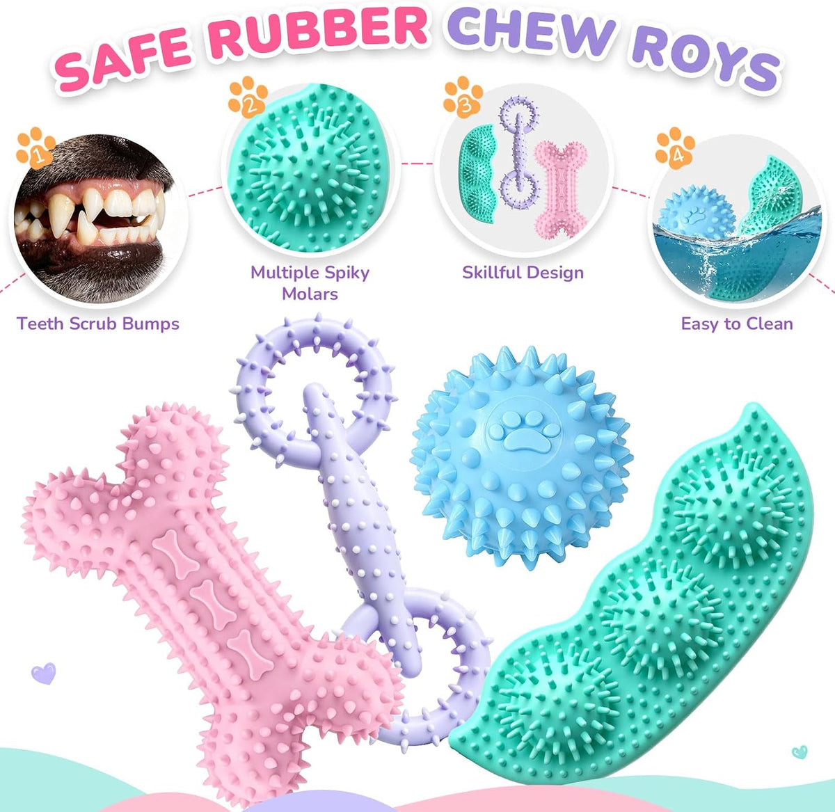 Wfoifab Paquete de 6 juguetes masticables para dentición, suaves y...