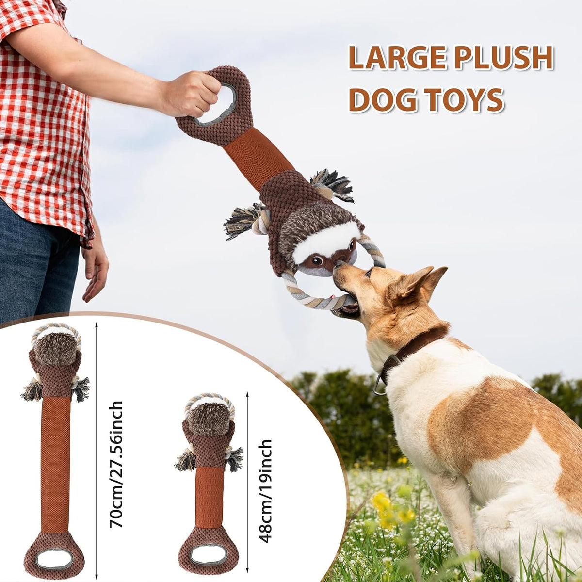 Grandes juguetes de peluche chirriantes para perros con papel arrug...
