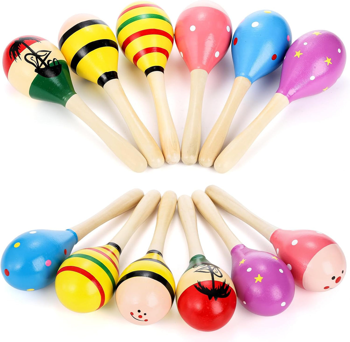Hedume Paquete de 12 maracas de madera para festivales, 8 pulgadas,...