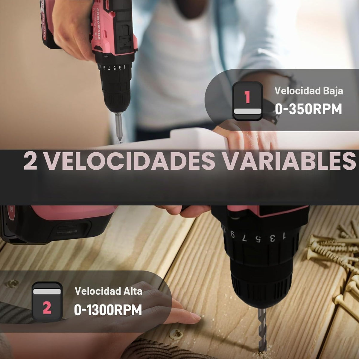 COMOWARE Juego de Taladro Inalámbrico de 20V, Juego de Herramientas...