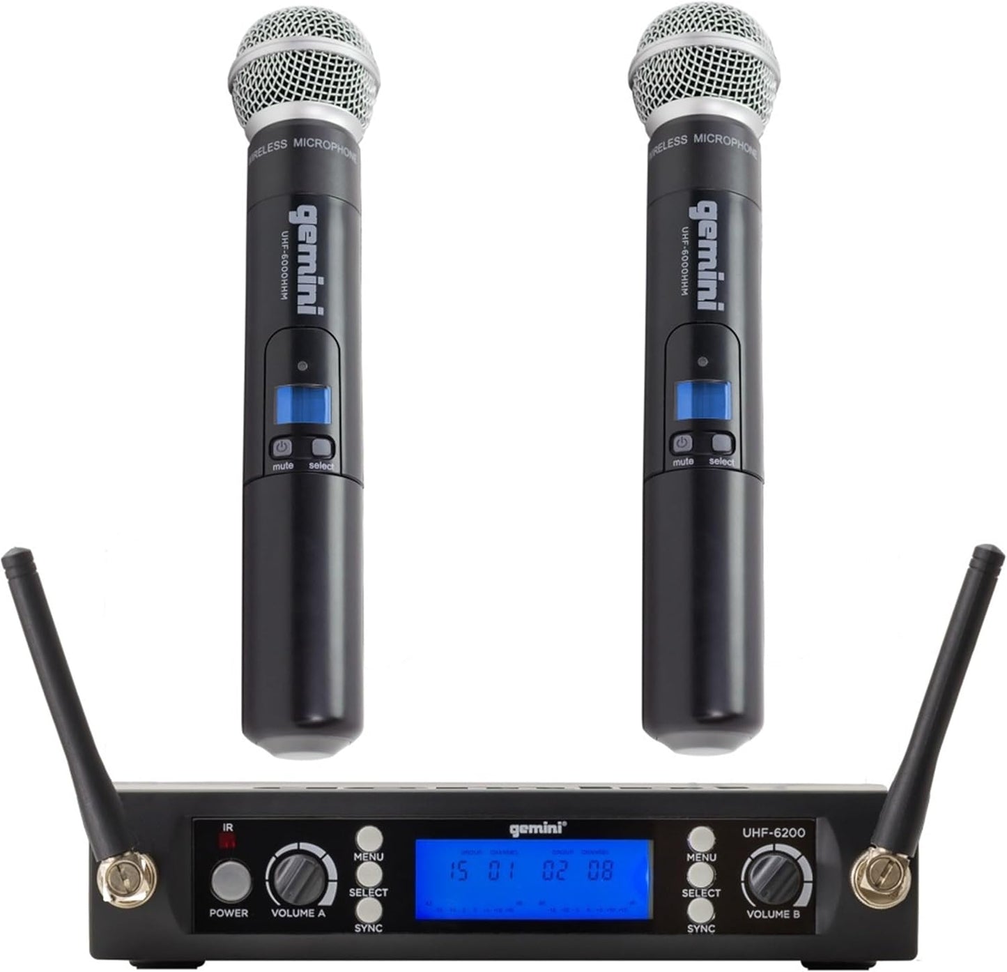 Gemini Sistema de micrófono inalámbrico dual UHF (UHF-6200M) | Micr...