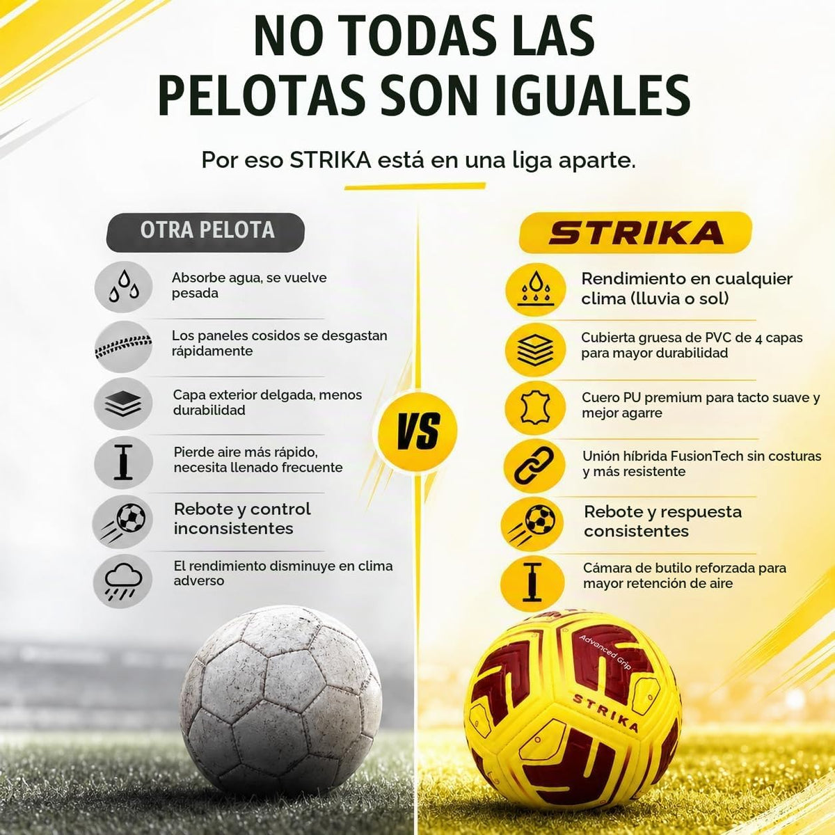 STRIKA Balón de fútbol prémium tamaño 5 y 4 \u2013 Pelota híbrida p...