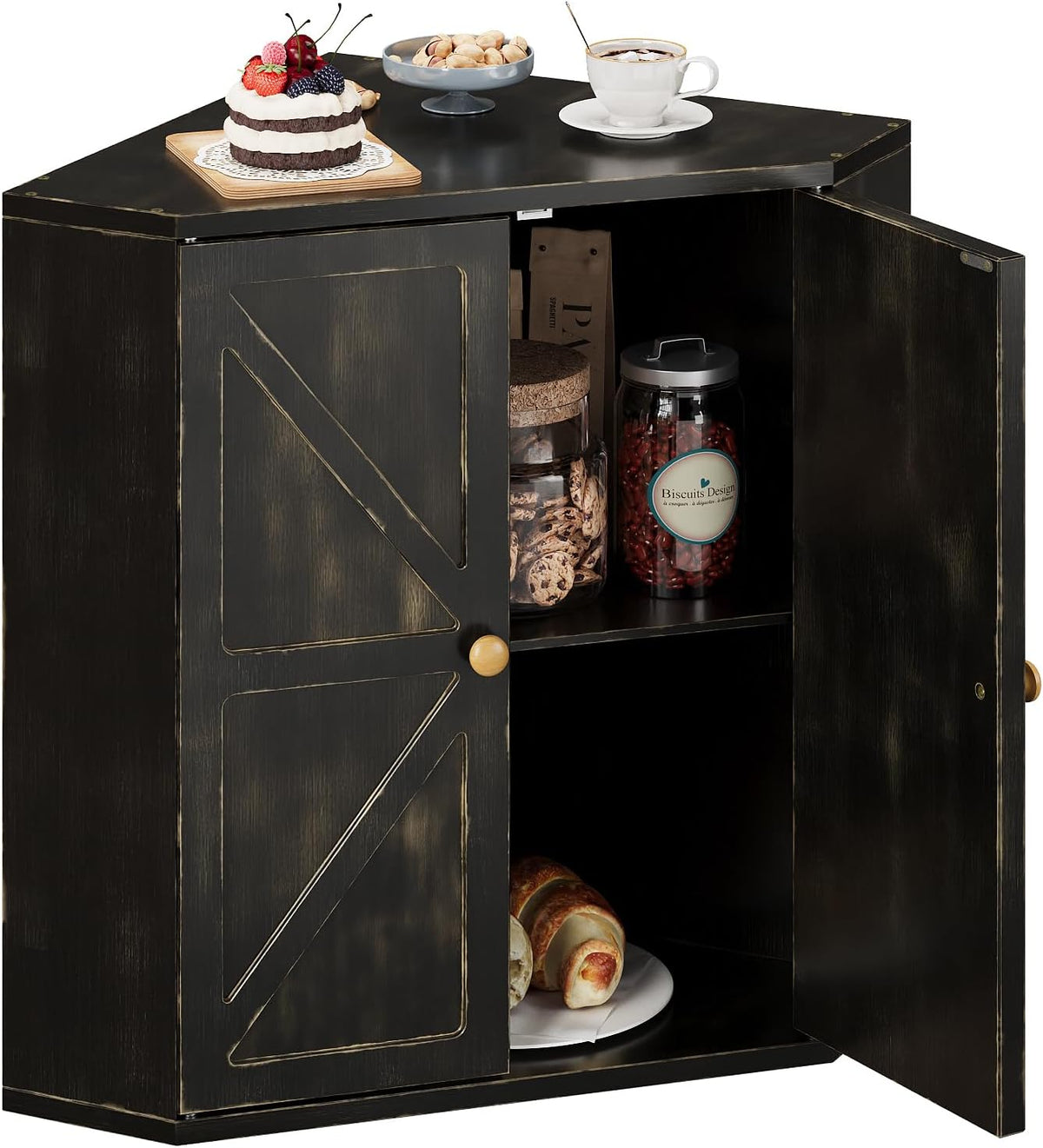 Trironsun Panera esquinera para encimera de cocina, contenedor de a...