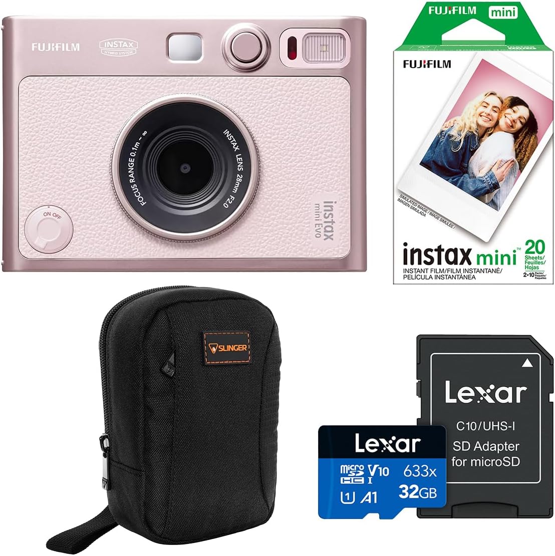 Fujifilm Instax Mini Evo - Cámara de película instantánea, color ne...