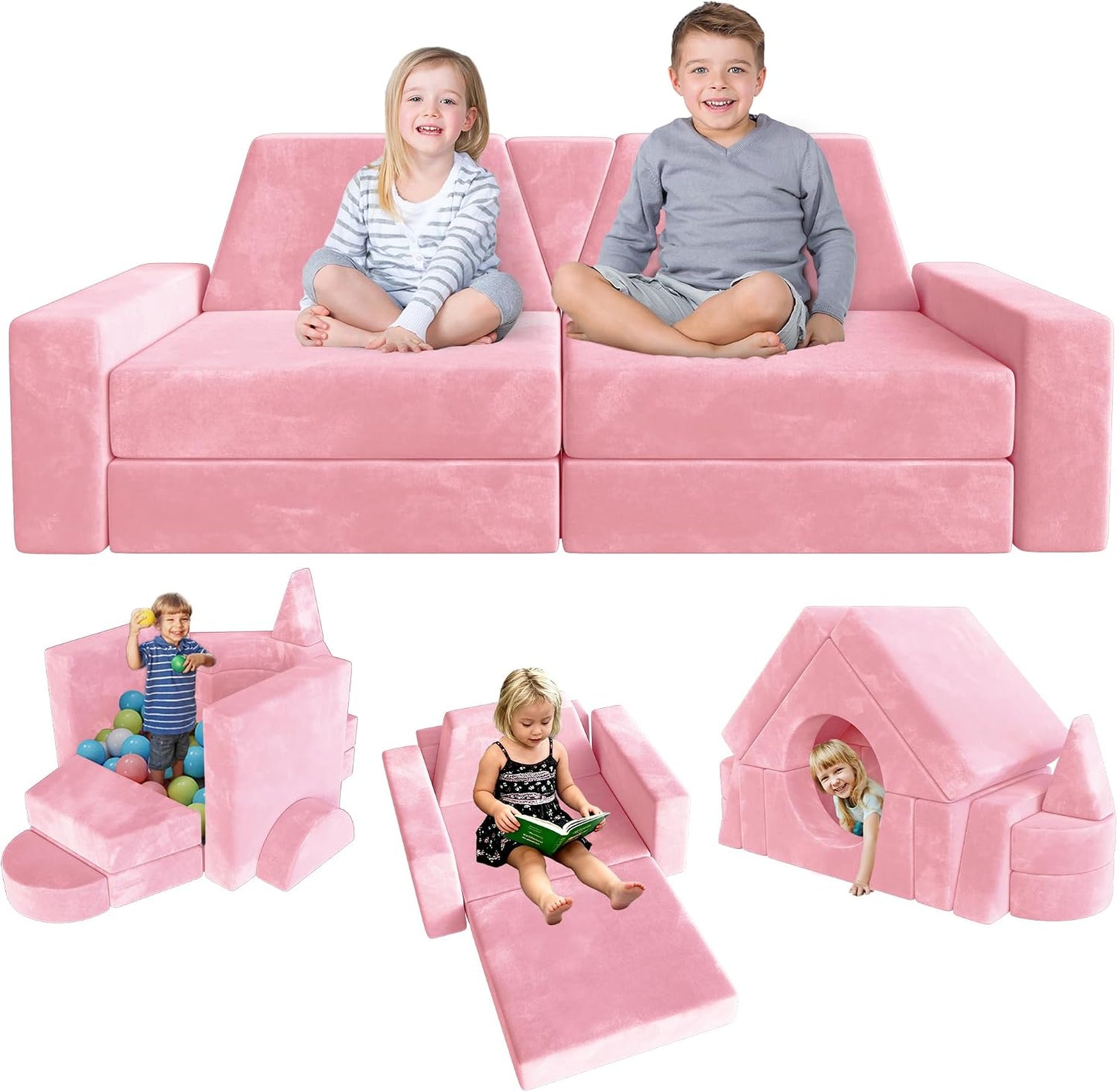 YEFU Sofá modular de juego para niños de 15 piezas, más de 1000 jue...
