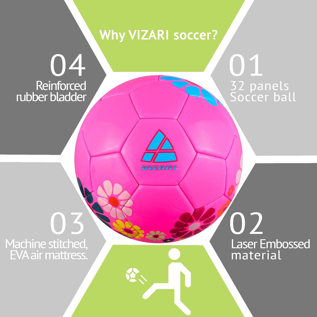 Balón de fútbol Vizari con flores