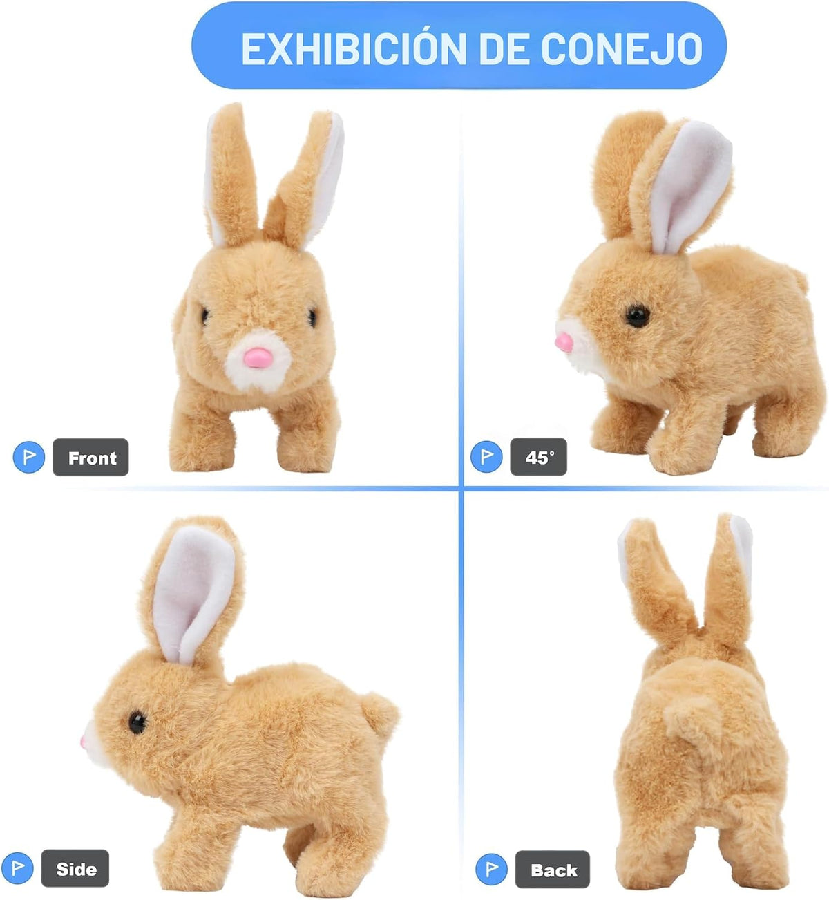 Zloeoa Conejito de peluche de peluche, juguete electrónico interact...