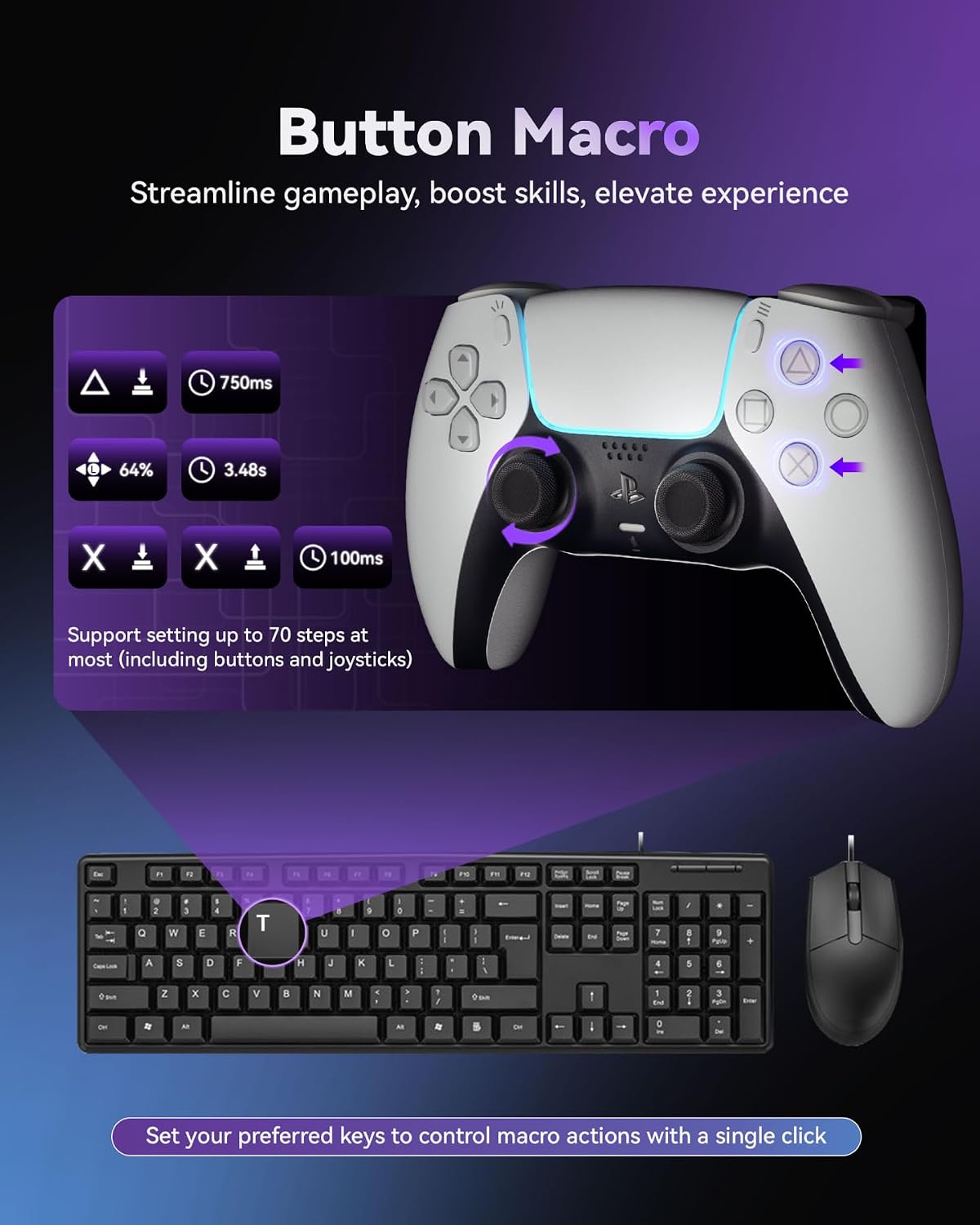 Adaptador de teclado y mouse AIMZENIX Monster para PS5, PS4, PC, Xb...
