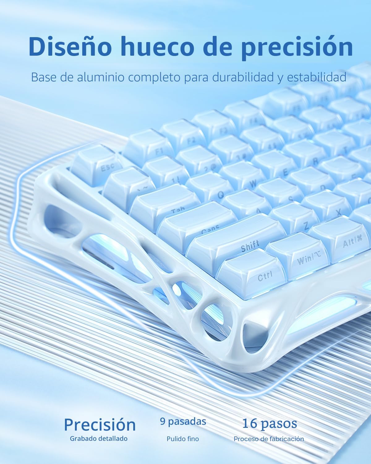 GravaStar Mercury K1 75% teclado para juegos azul, teclado mecánico...