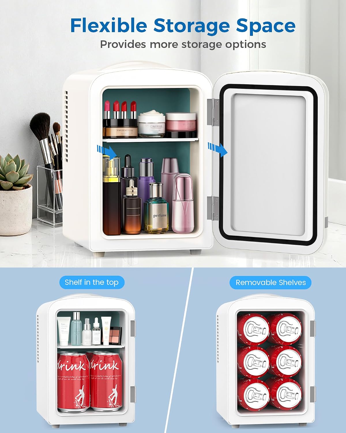 Electactic Mini nevera, 4L\/6 latas refrigerador cosmético para dor...