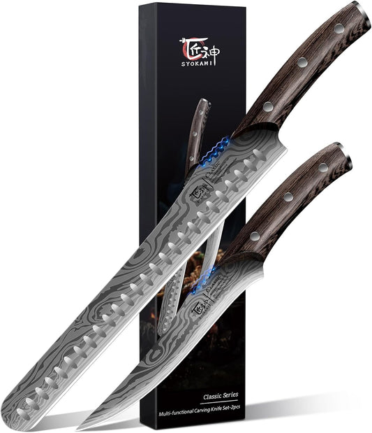 SYOKAMI Juego de cuchillos para rebanar brisket, cuchillos de trinc...