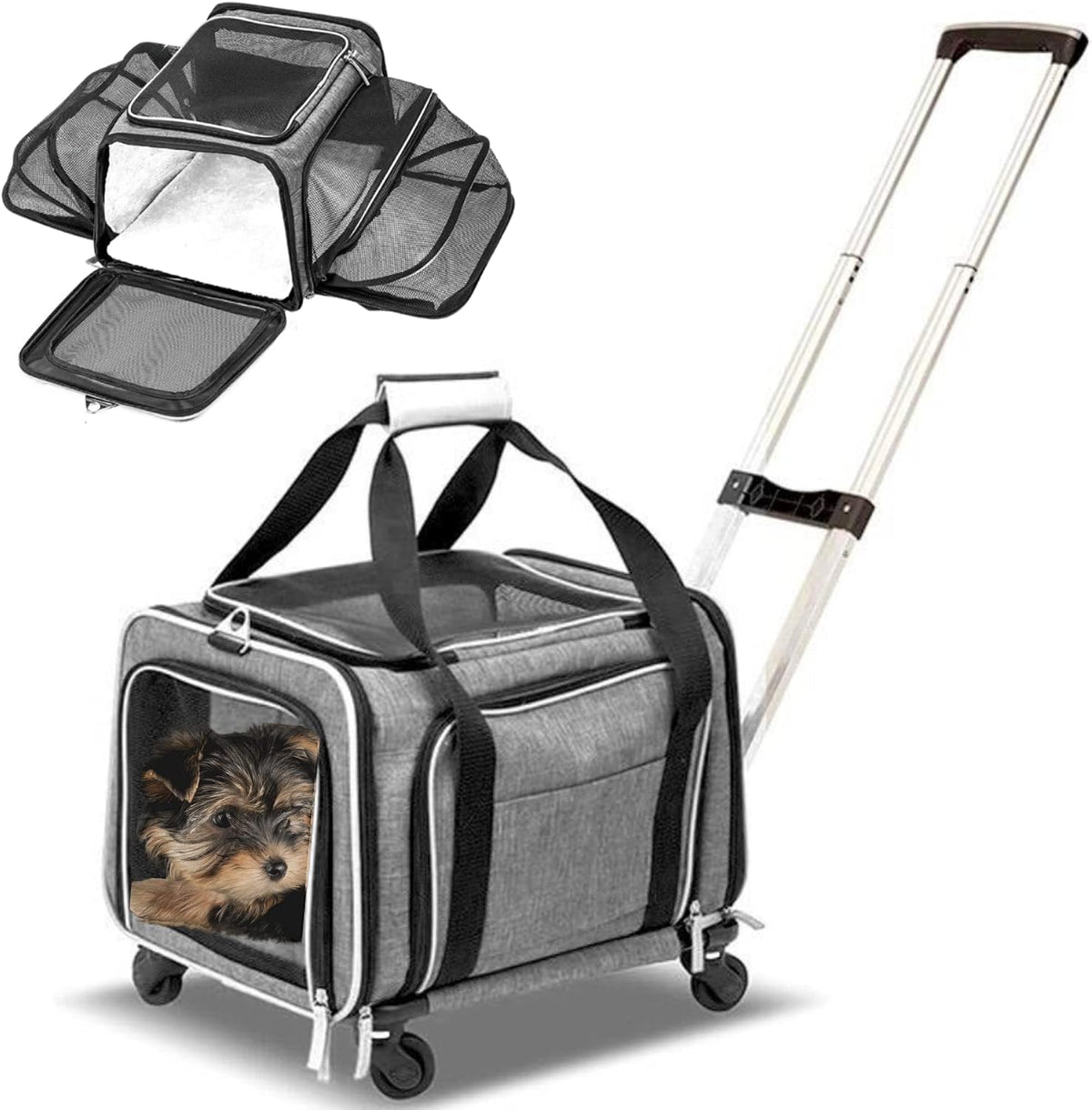 Ruff Life 101 Transportín de Mascotas Premium Expandible con Ruedas...